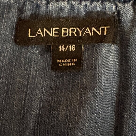 Lane Bryant Blue Chambray Tunic Top Womens Size 14 16 Denim Long Sleeve Shirt - Picture 5 of 9